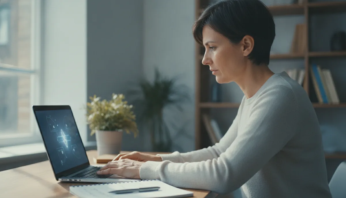 Eine Person übt KI-Anwendungen am Laptop