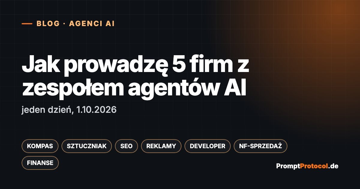 Jak prowadzę 5 firm z zespołem agentów AI: jeden dzień